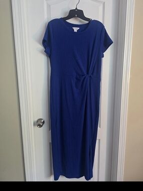 Liz Claiborne Cobalt Blue Twist-Detail Maxi Dress